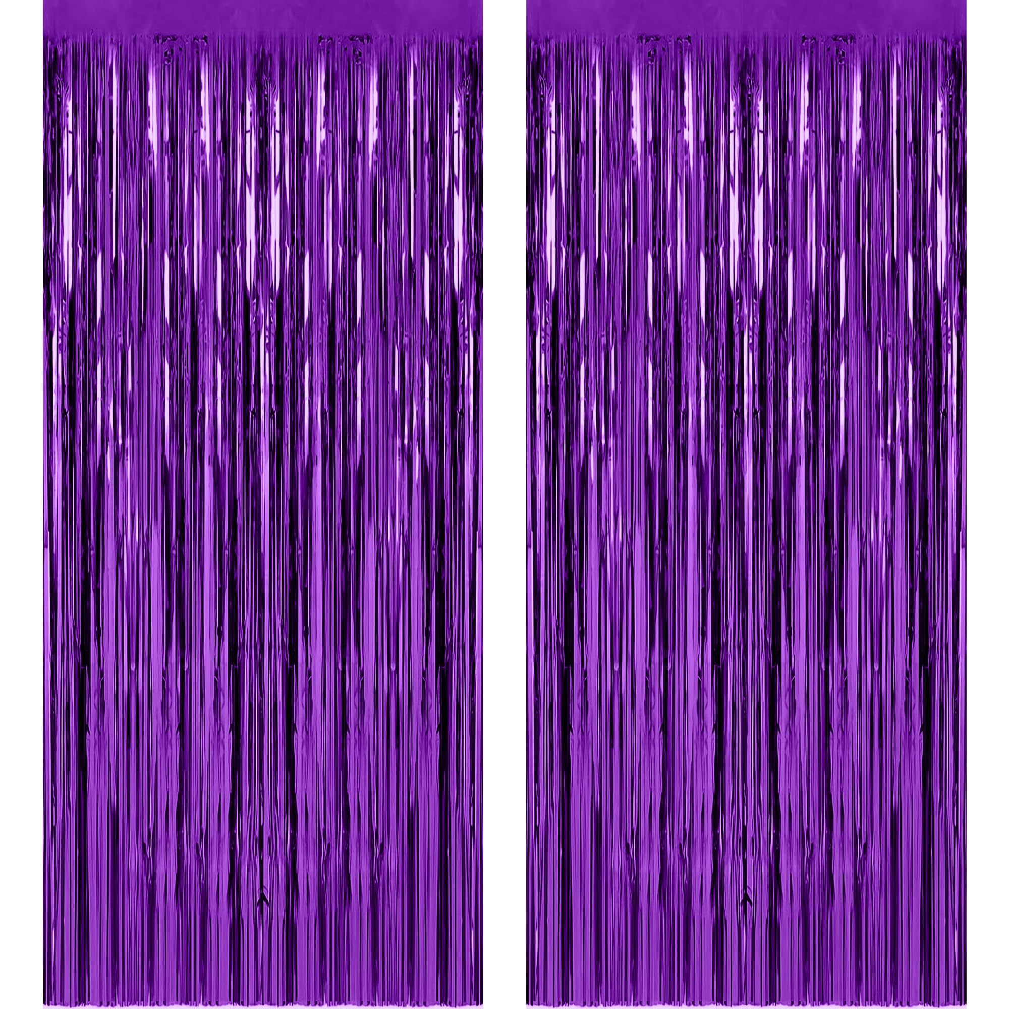 OHOME Purple Tinsel Curtain Party Backdrop Foil Fringe Metallic Party Streamers - Purple Birthday Decorations, 2 Pack, 3.3ftx8.2ft-image-11