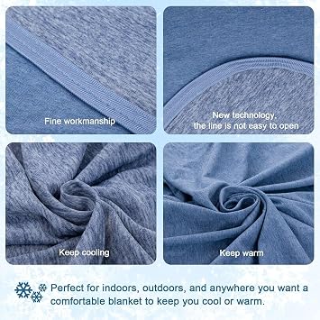 Cooling Blanket for Night Sweats, Summer Ice Cold Blanket for Hot Sleepers Q-Max > 0.45 Thin Soft Breathable Lightweight Cool Blankets for Bed Sofa Camping Travel, Double XL Size, Blue,152 x 228 CM