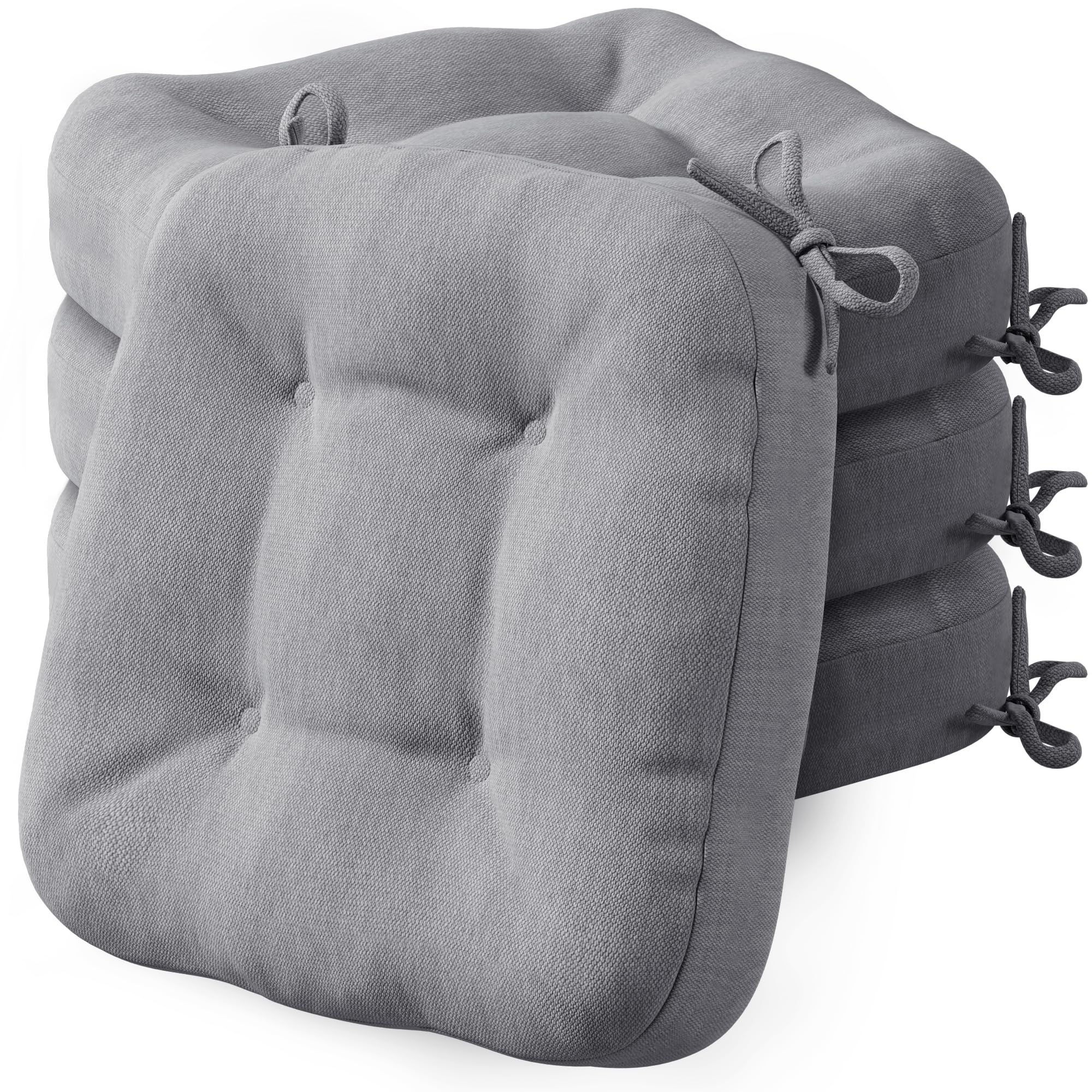 Codi Grey Dining Chair Cushions 4 Pack, D-Shape Seat Pads