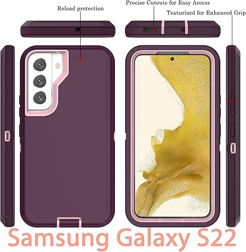 Miniatura 3 de YmhxcY Funda S22, a prueba de caídas, funda duradera de 3 capas para Samsung Galaxy S22, protección a prueba de golpes, funda protectora de goma