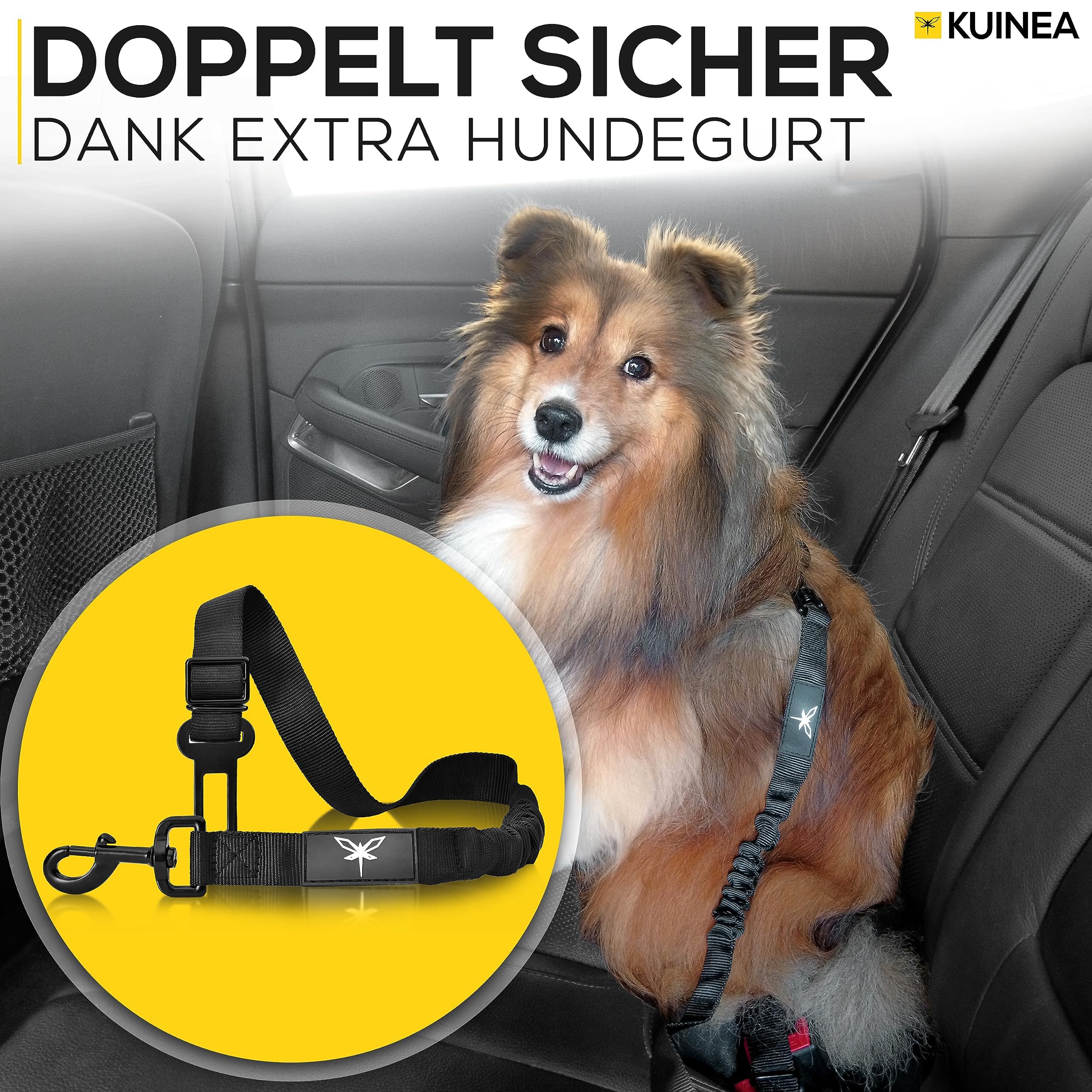 KUINEA® Extra Stabiler Hunde Autositz Rückbank - GRATIS Hundegurt - kleine bis mittelgroße Hunde - Autositz Hund wasserdicht, Hundekorb Auto, Hundesitz Auto, Hundeautositz, dog car seat