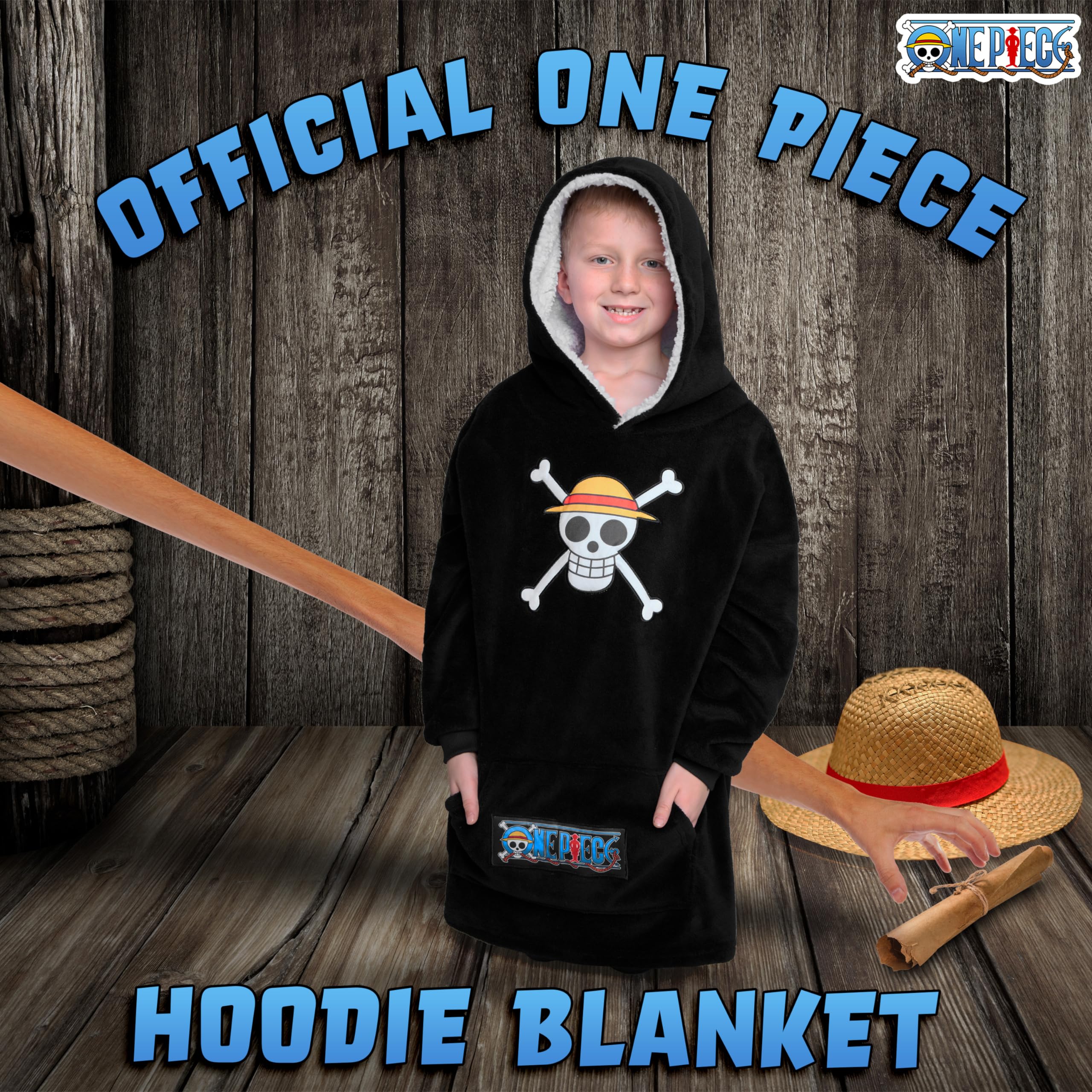 One Piece Fleece Hoodie Blanket for Boys Teenagers - One Size Kids Oversized Hoodie Sherpa-Lined Hood Gifts for Boys