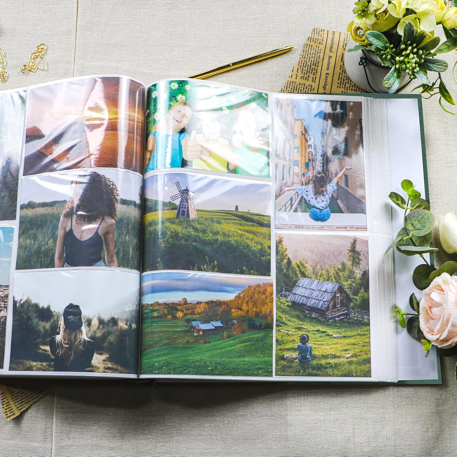 Holoary Photo Album 4x6 500 Photos 5 Pictures Per Page, 500 Pockets Picture Album, Linen Fabric Cover Big Picture Book for Photos, 4x6 Photo Albums for Family Weddings Travel Memories(Dark Green)