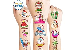 103 PCS Christmas Tropical Luau Aloha Temporary Tattoos: Festive Party Decorations for Kids and Adults