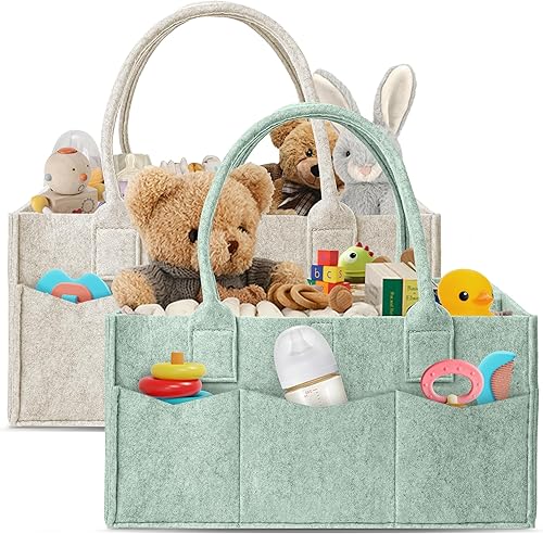 Miniatura 12 de HIPHOP PANDA Paquete de 2 organizadores de pañales – Contenedor de almacenamiento de guardería y organizador de coche para pañales, toallitas