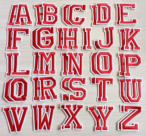 Miniatura 96 de Parches de letras para planchar de 1.3 pulgadas, 78 piezas, parches bordados del alfabeto A-Z para ropa, chaquetas, sombreros, mochilas, jeans
