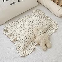 Vista 20 de BuLuTu Funda de almohada de muselina de algodón para niños pequeños, diseño de brotes, funda de almohada Shabby Chic con borde de volantes, funda