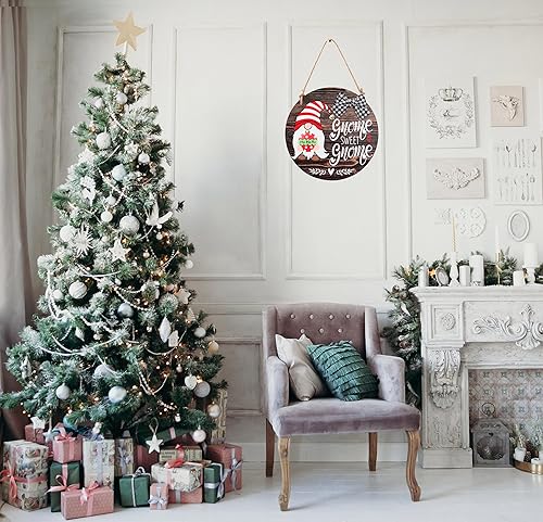 Miniatura 4 de CYNOSA Letrero de Bienvenida Intercambiable de Gnomo Estacional "Gnome Sweet Gnome", Decoración para Puerta Principal, Colgador de Puerta de Gnomo