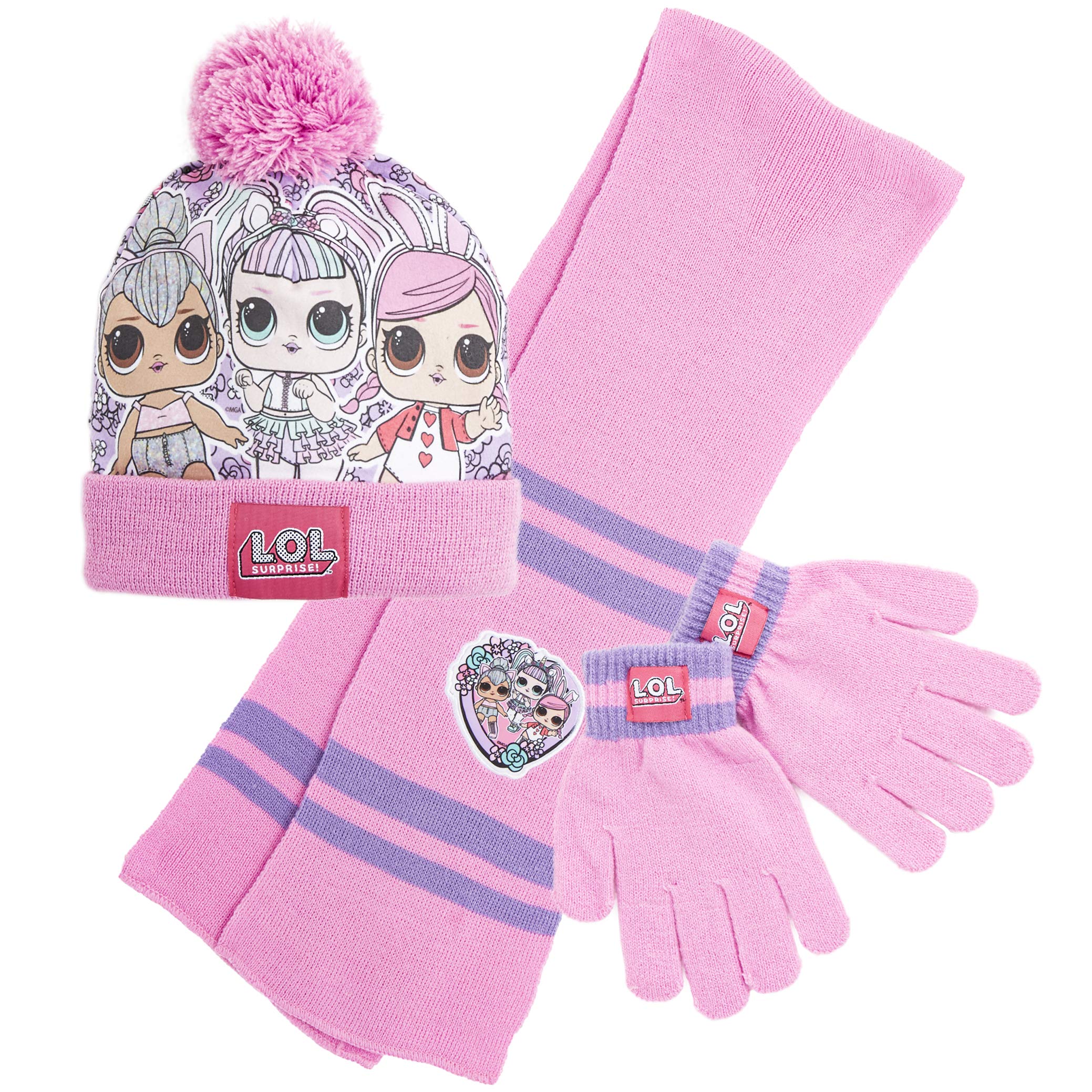 bobble hat scarf and glove set