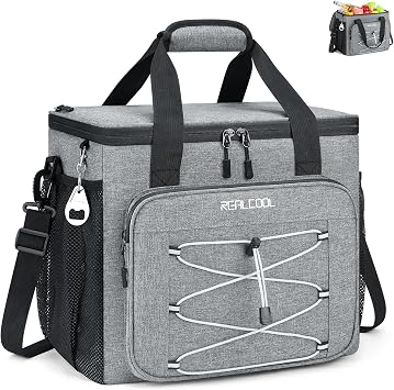 RealCool Soft Cooler Bag 35/45Can, Collapsible Cooler Insulated Leak Proof, Large Lunch Box for Men Women, Soft-Sided Cooler for Picnic, Grocery, Beach, Camping, Travel