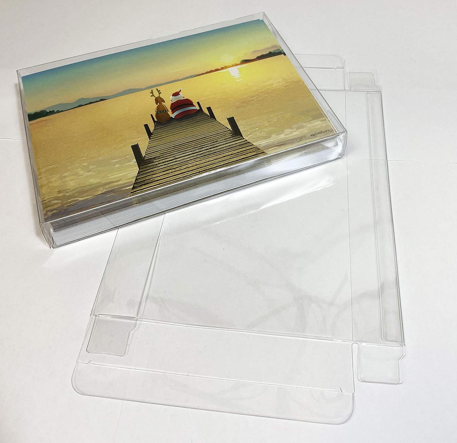 Stonehouse Collection 20 A7 Clear Plastic Greeting Card Box - Set of 20 & 40 Clear Circle Stickers, 5 3/8 x 1 x 7 3/8