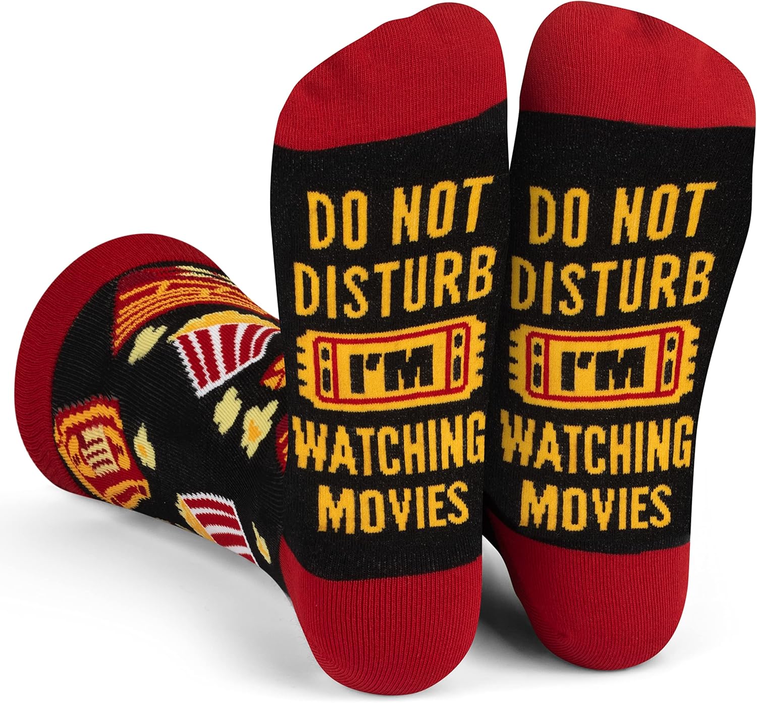 Lavley Do Not Disturb I'm Watching Movies Socks - Funny Gift for Movie Lovers and Film Buffs - Unisex for Men, Women, & Teens