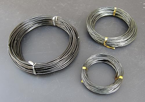 Miniatura 2 de FITOOL Alambre de entrenamiento de bonsái de aluminio anodizado de 150 pies, juego de iniciación de 3 tamaños, multiusos, manualidades, alambres de