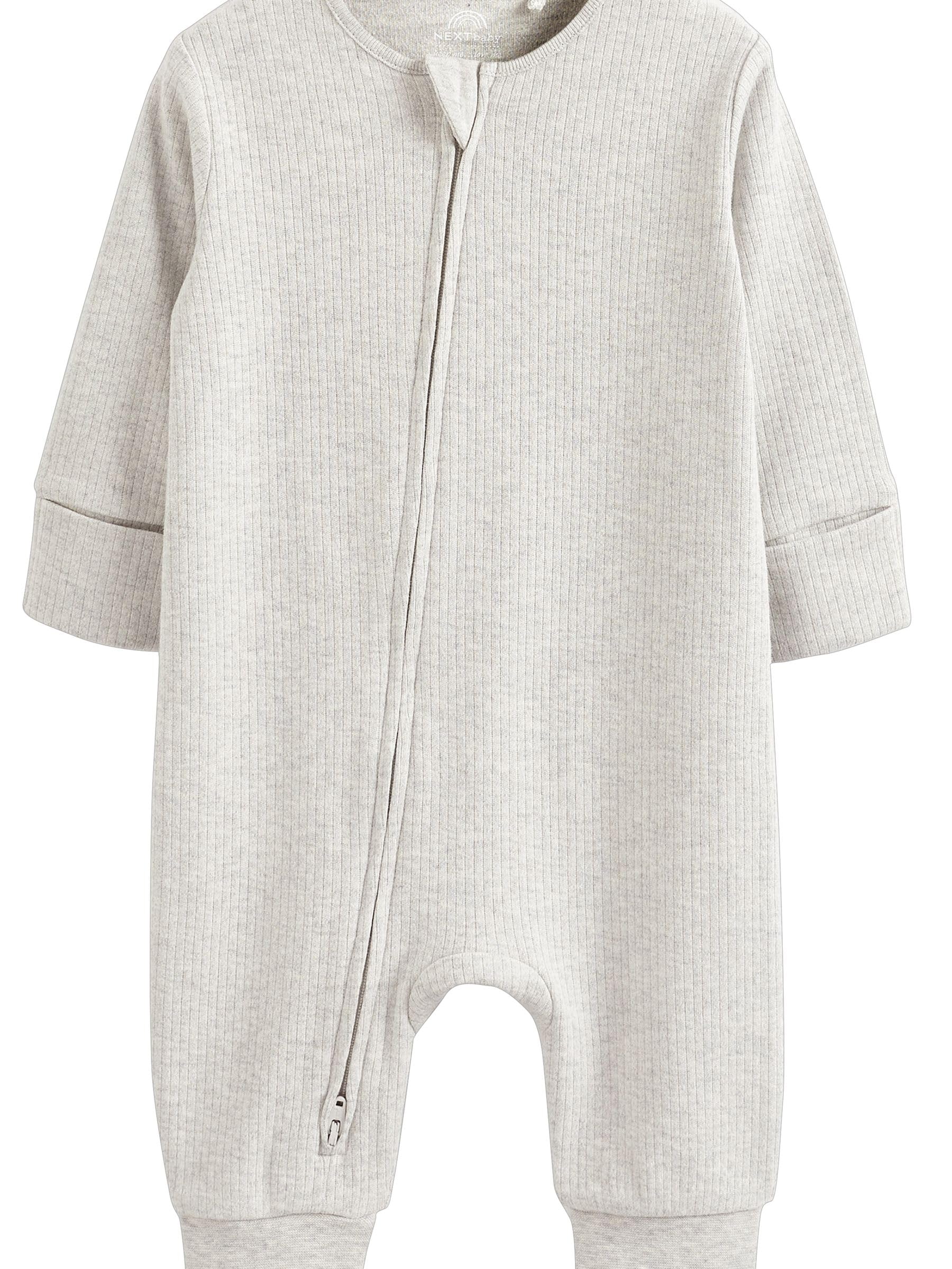 NEXT Noworodki unisex Zestaw 3 par śpiochów niemowlęcych bez stópek z dwustronnym suwakiem, 100% bawełny