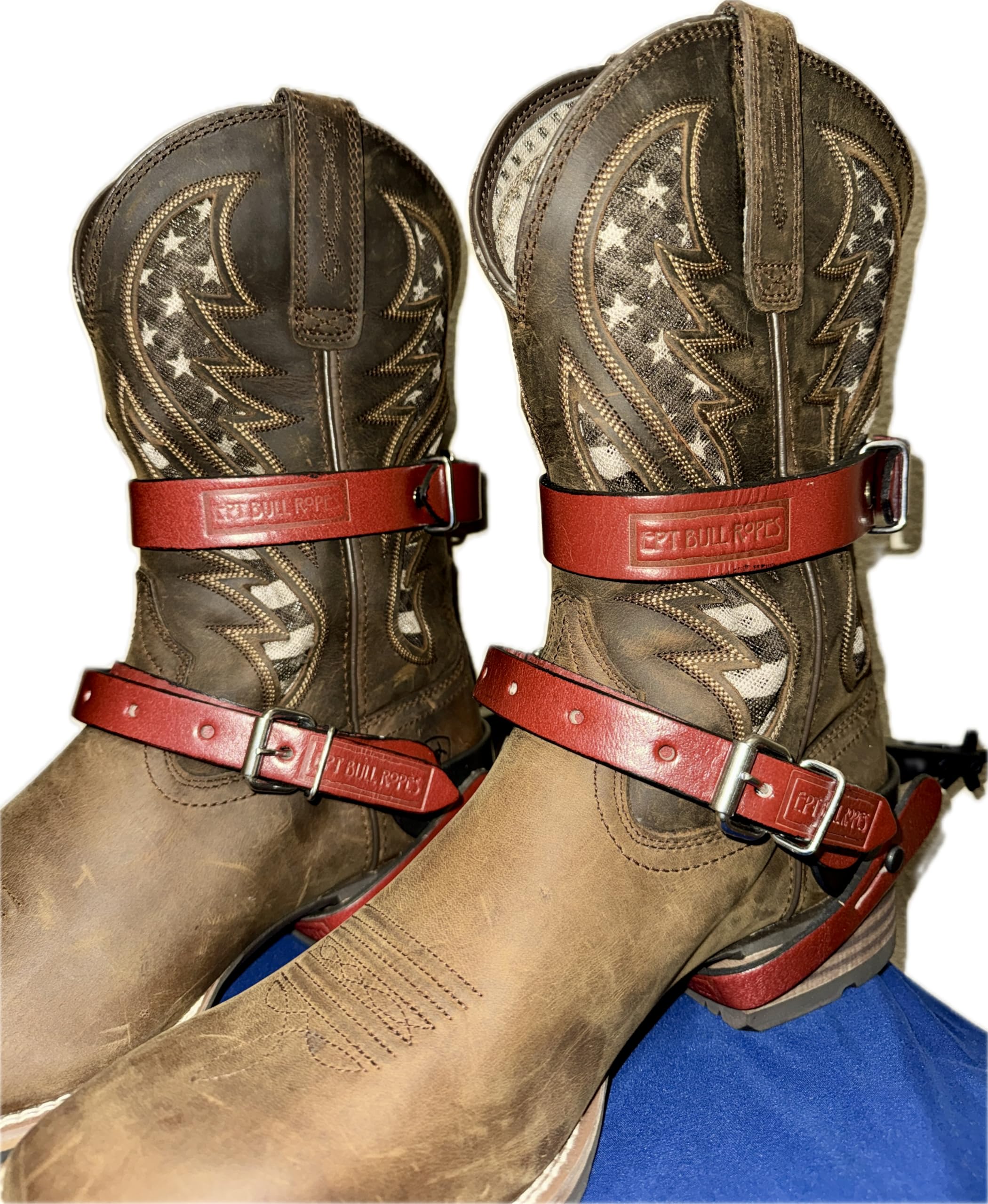 Sporenriemen-Set für Erwachsene, aus Leder, 2,5 x 40,6 cm, EPT Bull Riding Gear