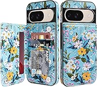 Vista 18 de Bizzib para Google Pixel 6A Funda de cuero tipo cartera con tarjetero, cubierta tipo libro con pata de pie, cierre magnético, funda protectora a