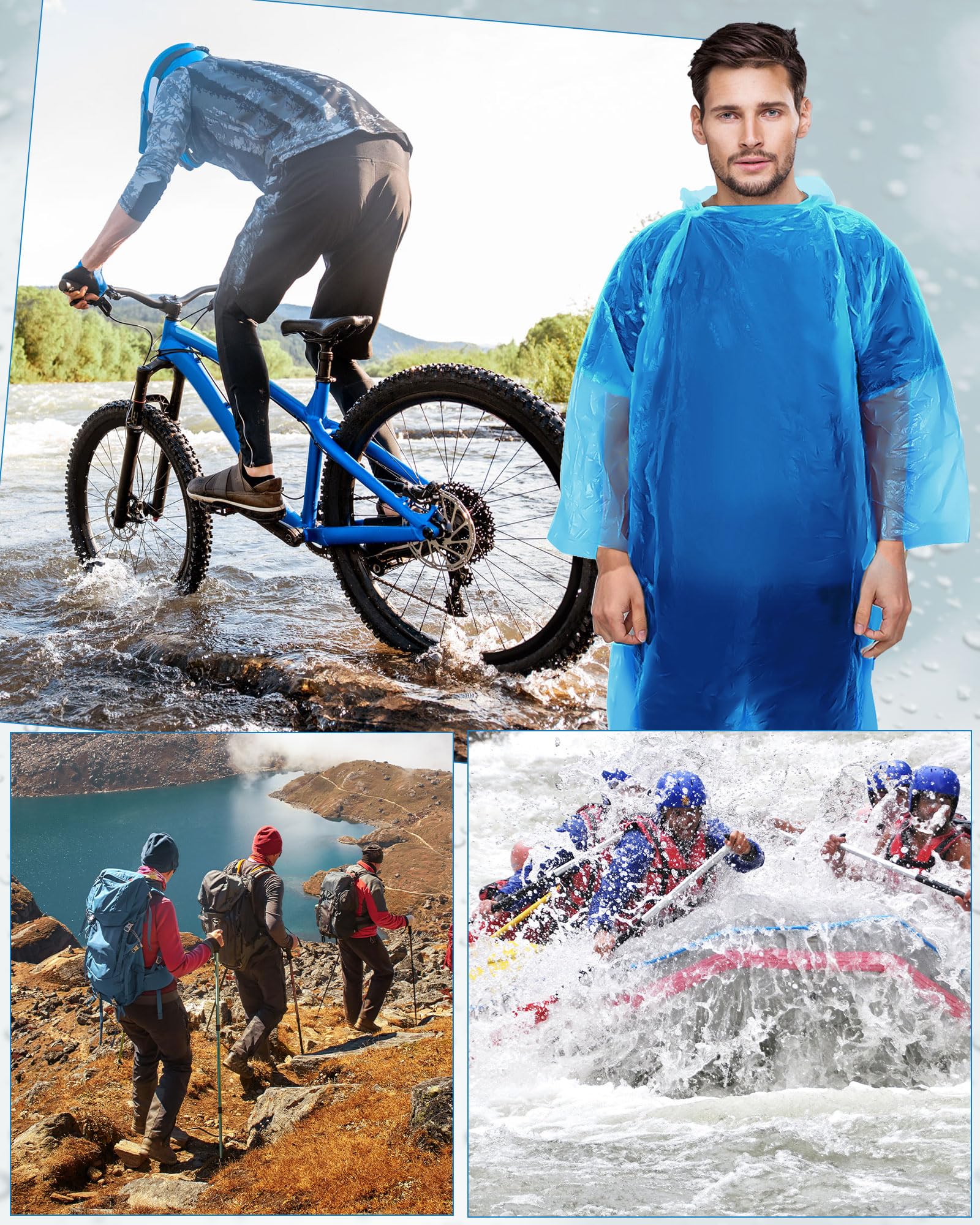 Paquete de 120 ponchos de lluvia desechables para adultos a granel, paquete familiar de poncho de lluvia de emergencia, poncho desechable con capucha