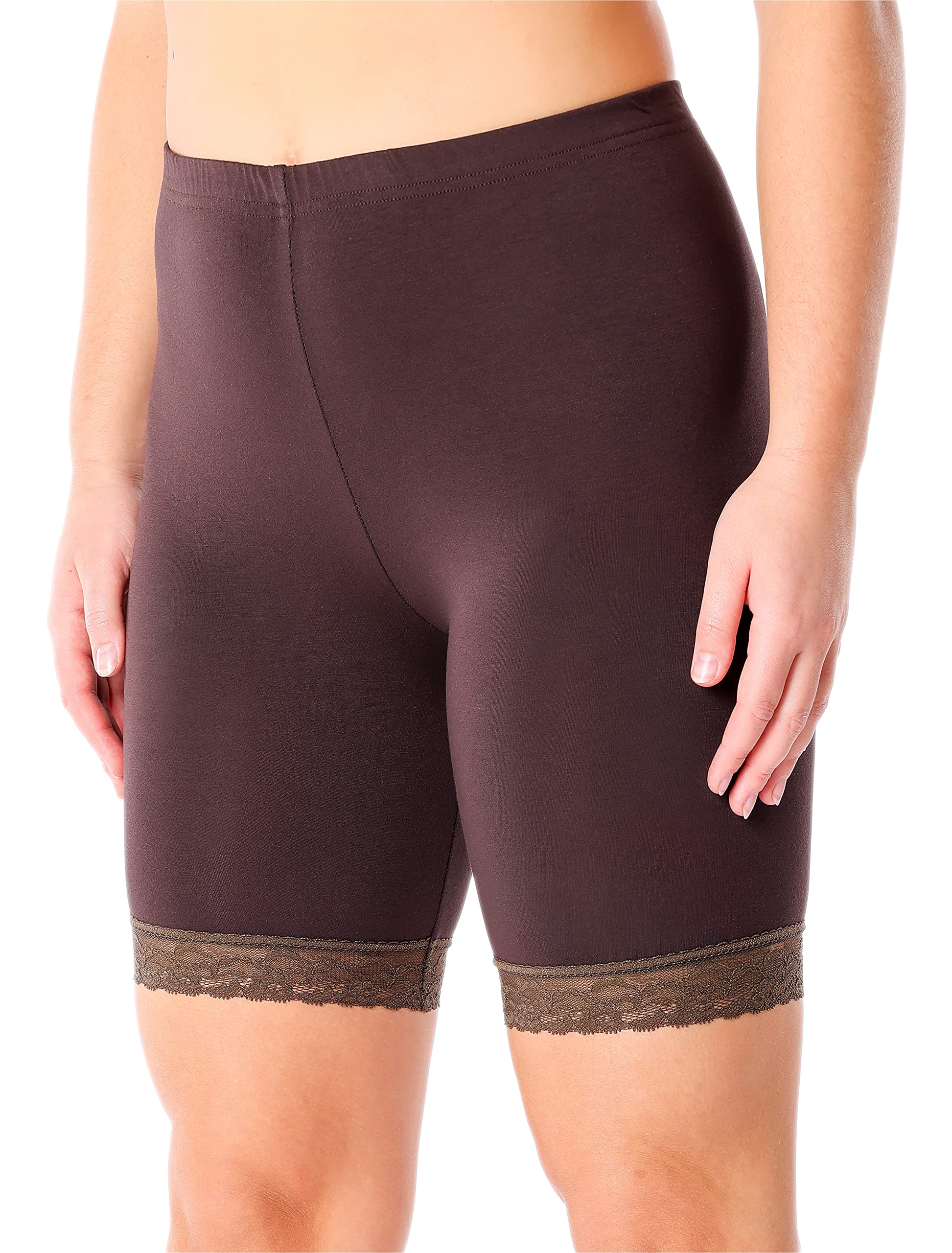 Merry Style Damen Kurze Leggings mit Spitze Freizeithose High Waist Radlerhose Hohe Taille aus Viskose MS10-431