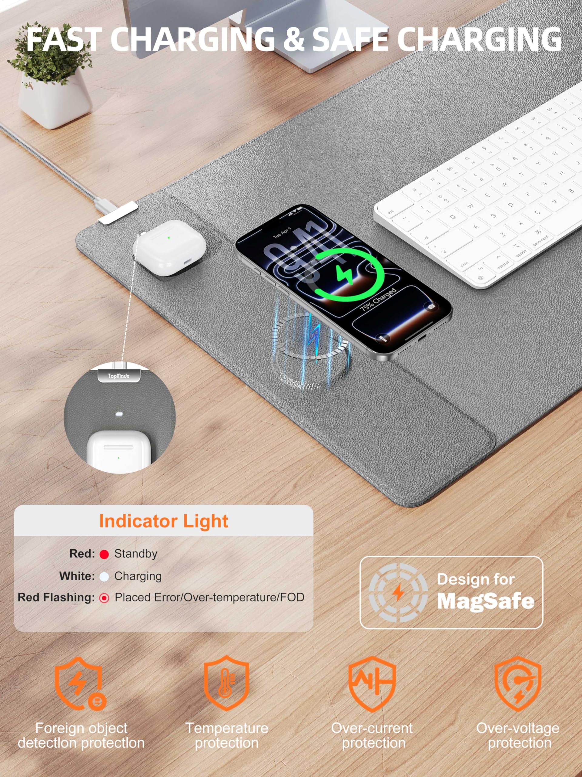 TopMade 15W Wireless Charging Desk Mat Gallery Image