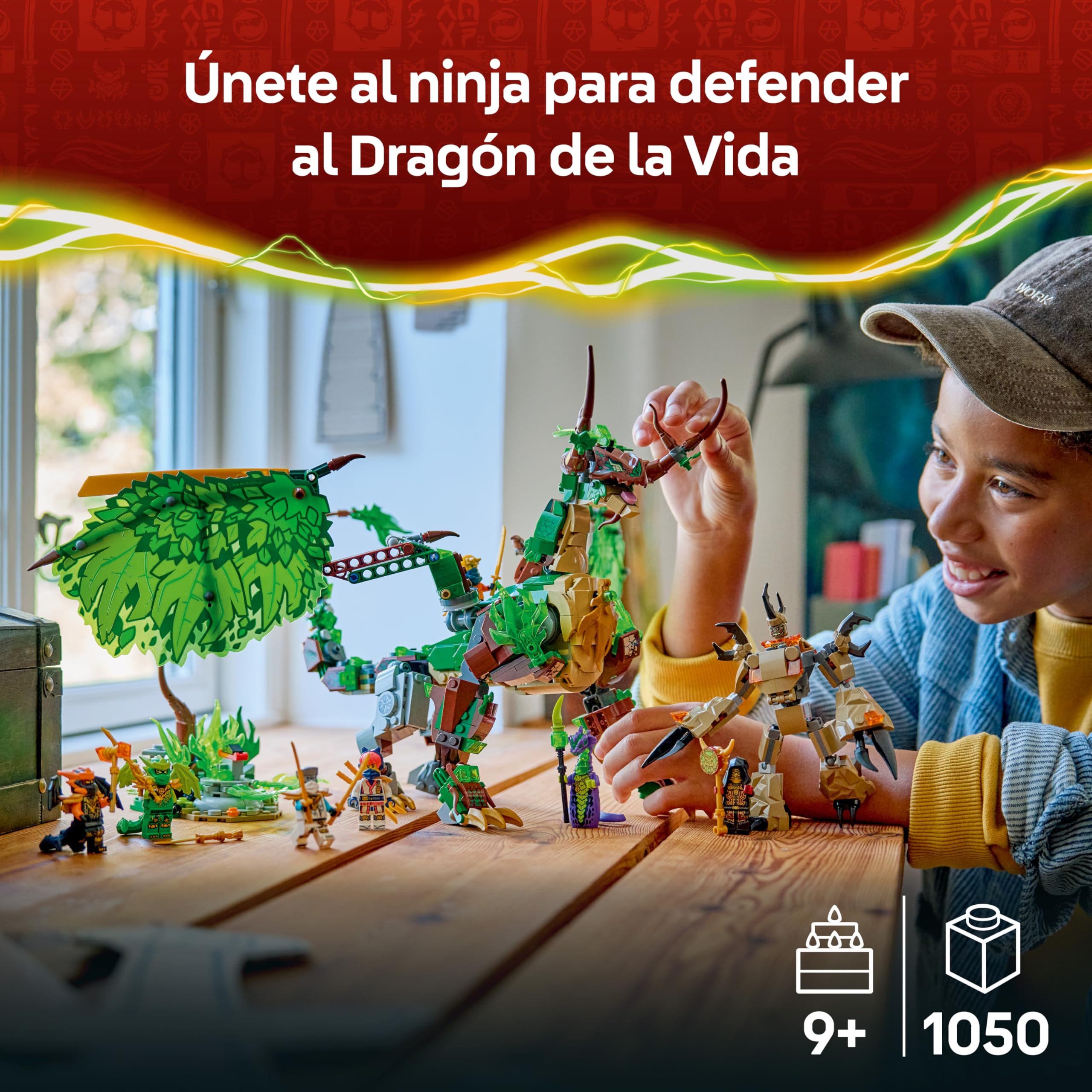 LEGO Ninjago Dragón de la Vida de Juguete - Figura Articulada de Dragón, Meca de Monstruo, 8 Minifiguras y Armas Ninjas Inc. Catana y Espada - Regalo para Niños de 8+ Años y Fans de la Serie - 71859