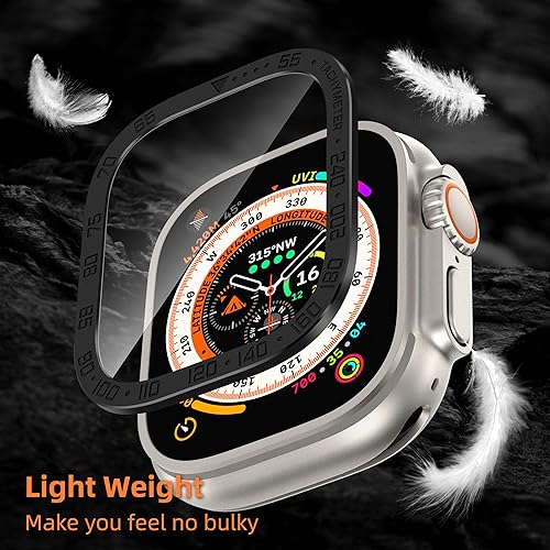 Miniatura 10 de Paquete de 2 protectores de pantalla de vidrio templado con marco de aleación de titanio compatible con Apple Watch Ultra 2Ultra 2Ultra protector de