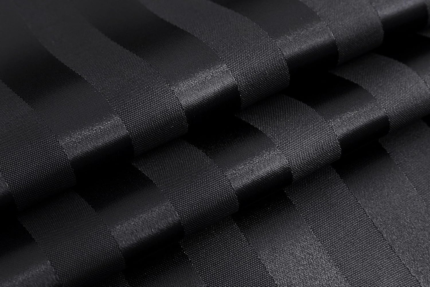 Biscaynebay Fabric Shower Curtains or Liners 72 Inch by 72 Inch, Black Water Repellent Damask Stripes Bathroom Curtains Machine Washable Rust Resistant Grommets & Weighted Bottom with 12 Hooks