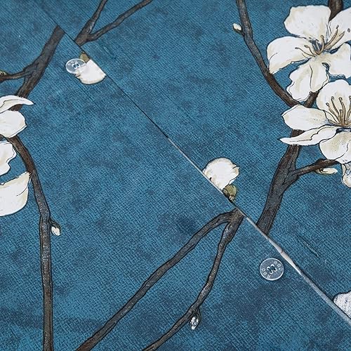 Miniatura 6 de Eikei Funda de edredón floral con flor de almendro, estilo chinoiserie, estilo elegante, árboles en flor, vides y ramas, juego de ropa de cama de