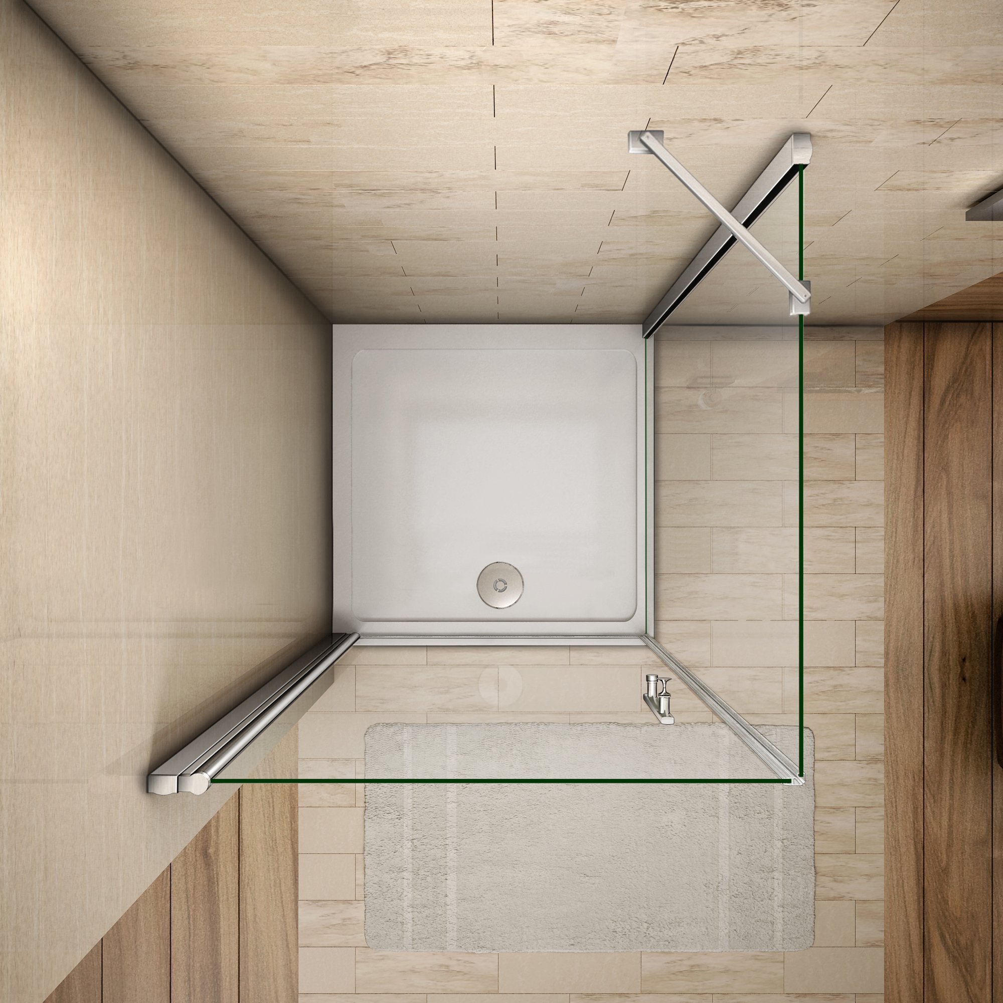 Box Doccia Angolare 76x80x187cm Porta Battente 6mm Vetro E Barra