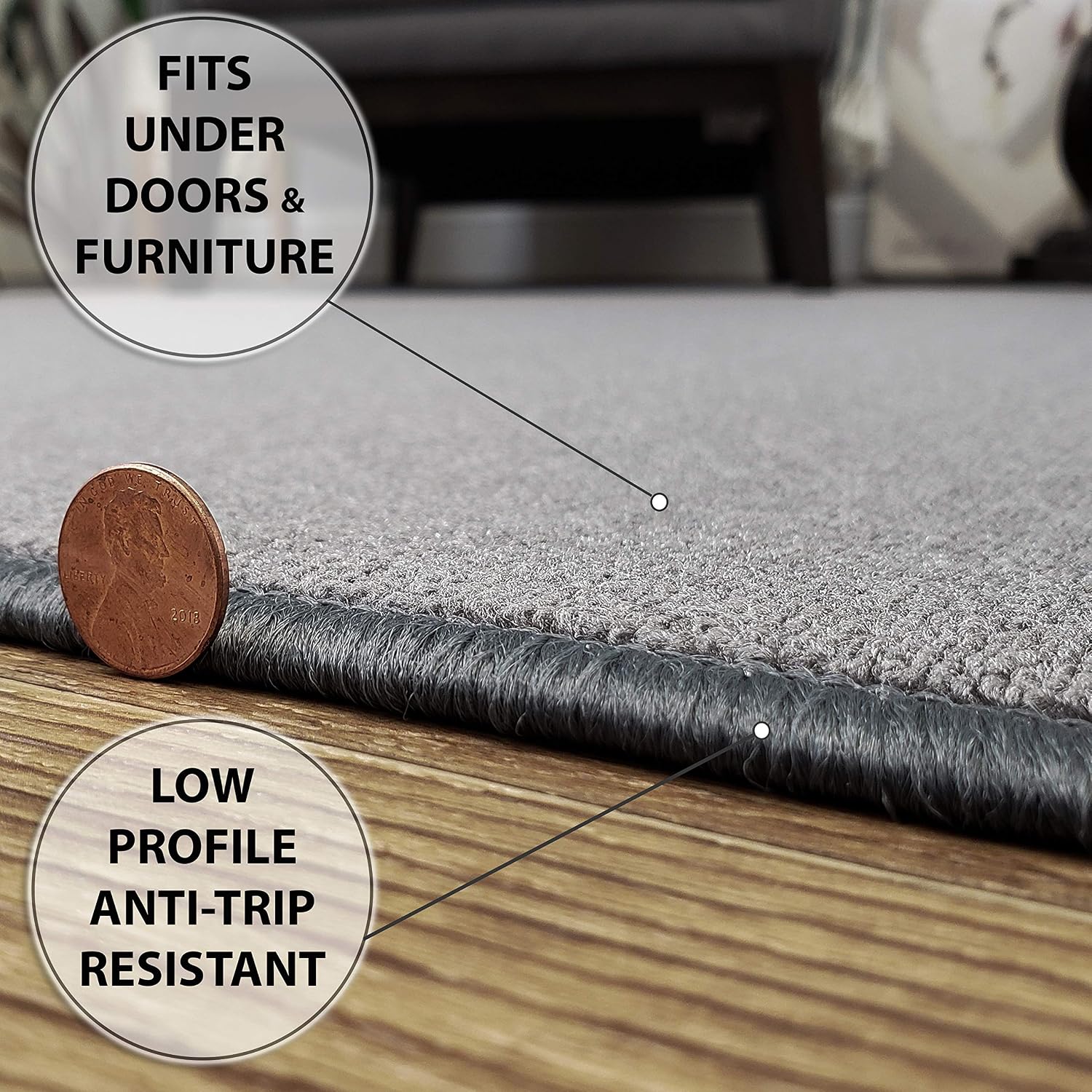 Rubber Backed Hallway Runner Rug, 31 x 120 inch, Solid Grey, Non Slip, Kitchen Rugs and Mats
