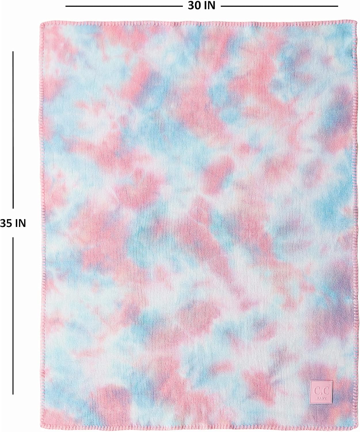 Funky Junque Large Soft Warm Lightweight Baby Throw Blanket for Toddler Bed, Strollers, Naps, Daycare Preschool Baby Throw Blanket - Tie Dye - Pale Pink/Pale Blue