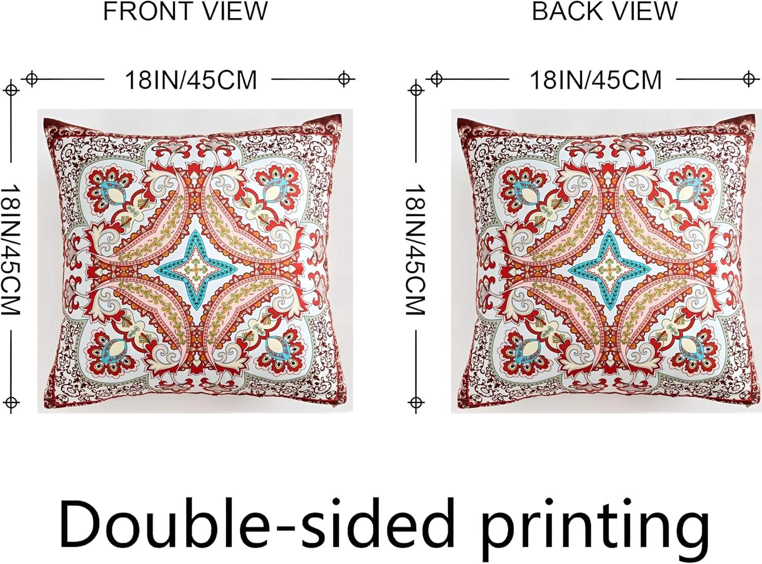 Boho Throw Pillow Covers 18X18 Inch Set of 4 Bohemian Soft Velvet Couch Pillow Cases Farmhouse Decorative Pillow Covers for Sofa Living Room Bedroom Outdoor Patio Porch