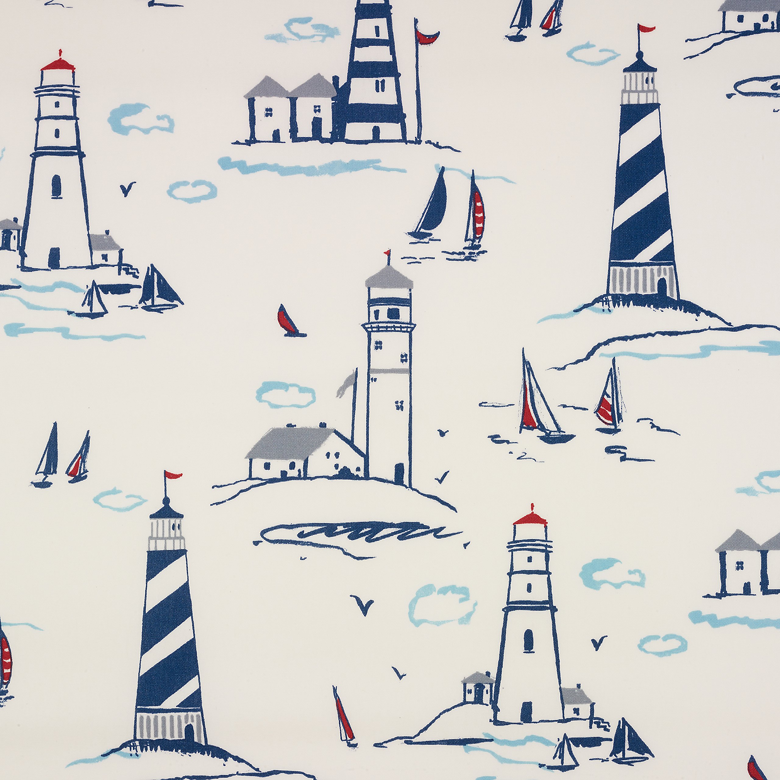 Blue Traditional Lighthouse Scene Oilcloth Wipe Clean Tablecloth 130cm (51") Round