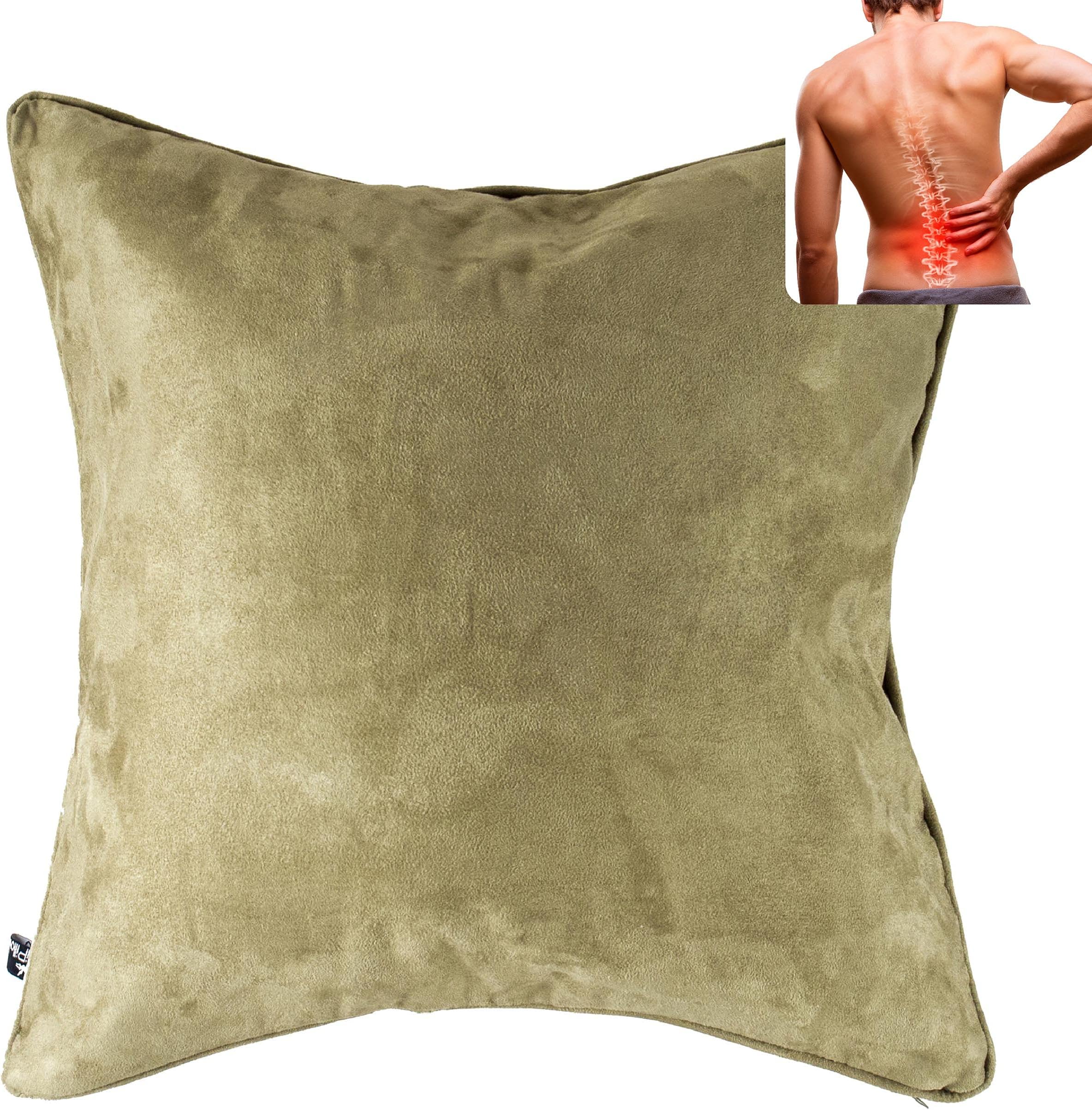 AJUVIAQiPillow - Pain Relieving Lumbar Support Throw Pillows for Couch, 18x18in Inflatable Ergonomic Back Support Square Pillow for Car, Chair and Recliner (Sage)