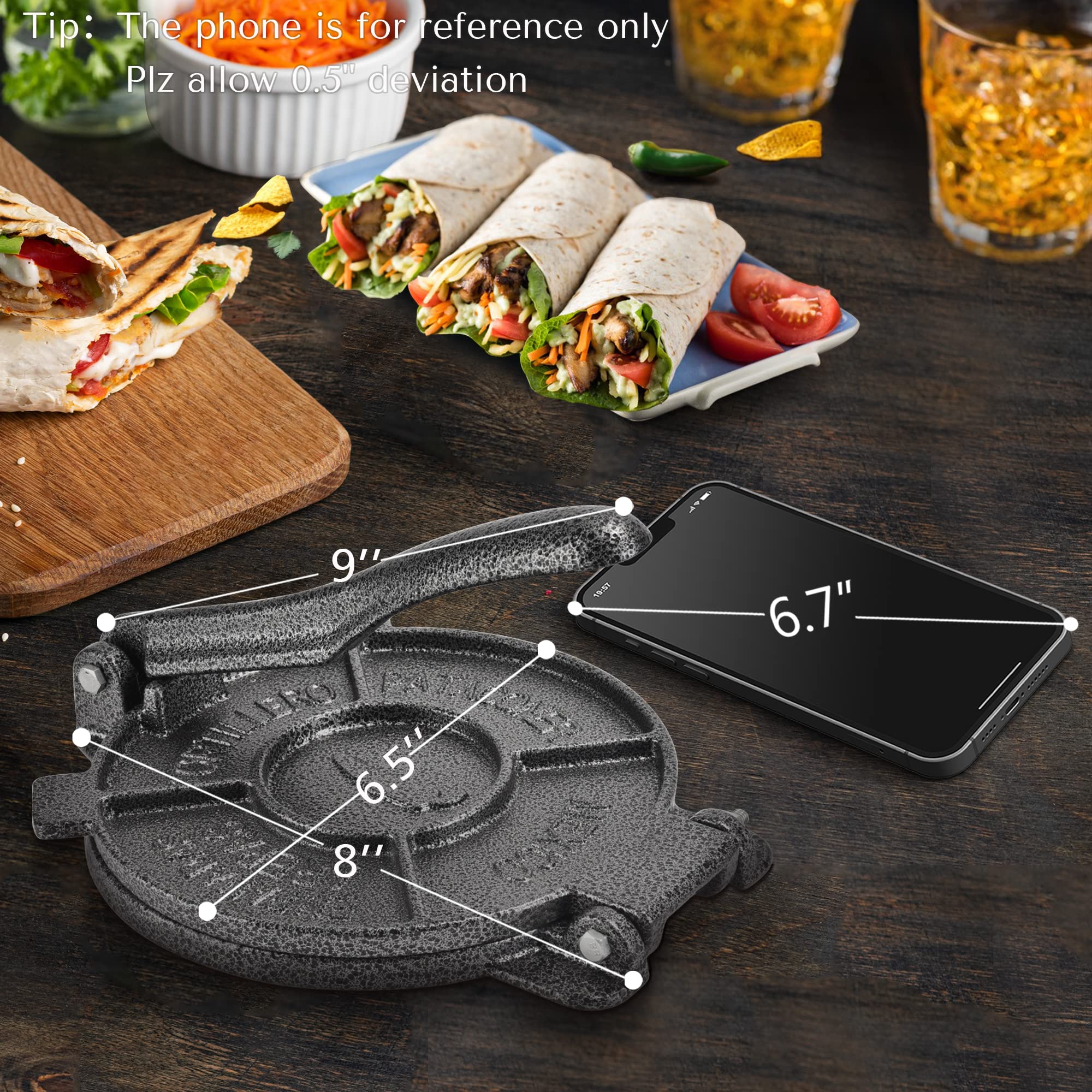 Buy ARC Tortilla Press 6.5 inch, Cast Iron Tortilla Maker, Heavy Duty Tortillera Pataconera