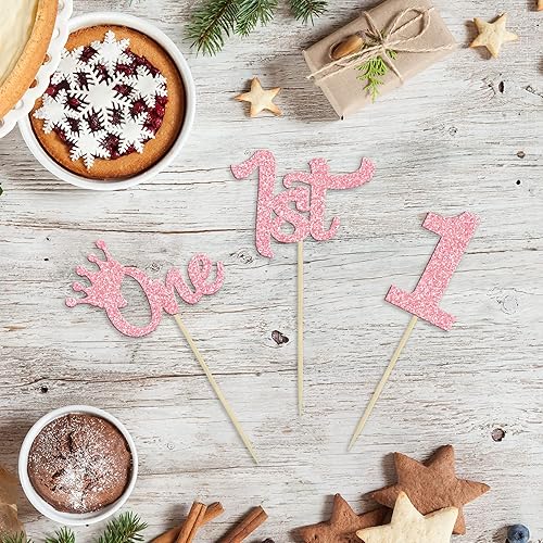 Miniatura 3 de 24 adornos para cupcakes con purpurina para el primer cumpleaños, decoración para baby shower, primer cumpleaños, fiesta, decoración de pasteles,