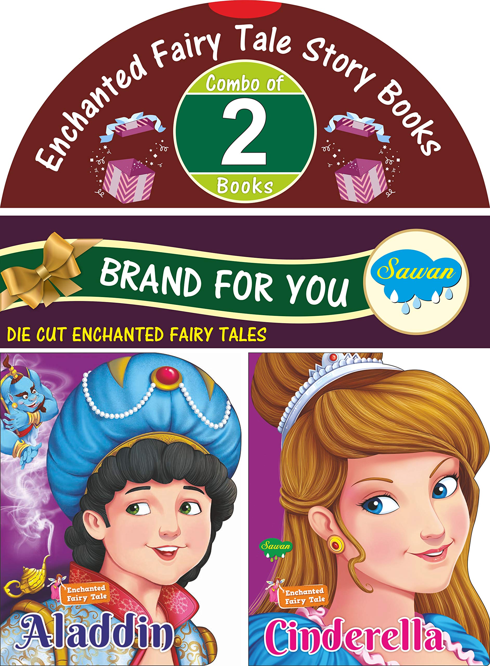 Sawan Enchanted Fairy Tale Story Books | Pack of 2 Books | Cut Out Die Cut Shape Books (v7)