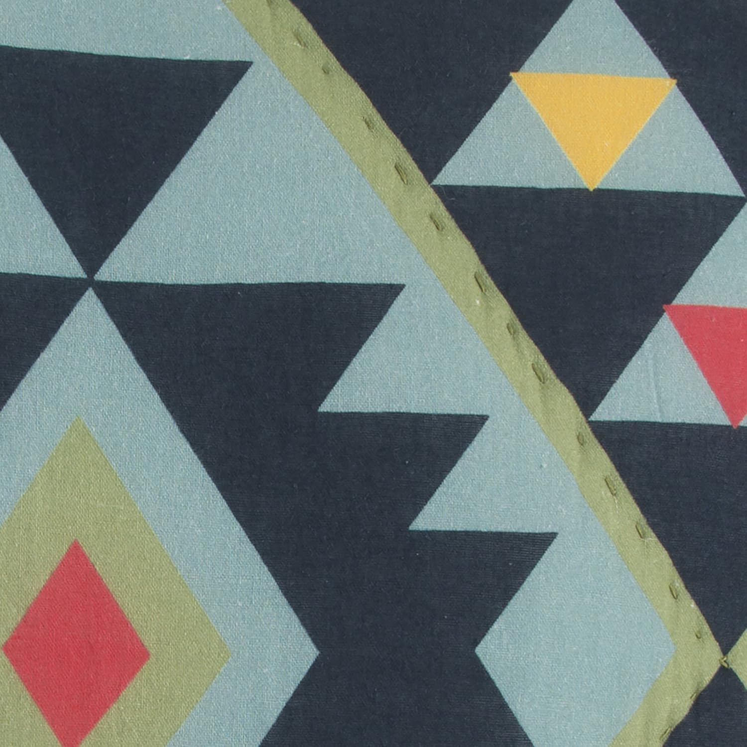 Rizzy Home | BQ4618 | Polyester Quilt | 106"x92" Blue/Green/Yellow Geometric