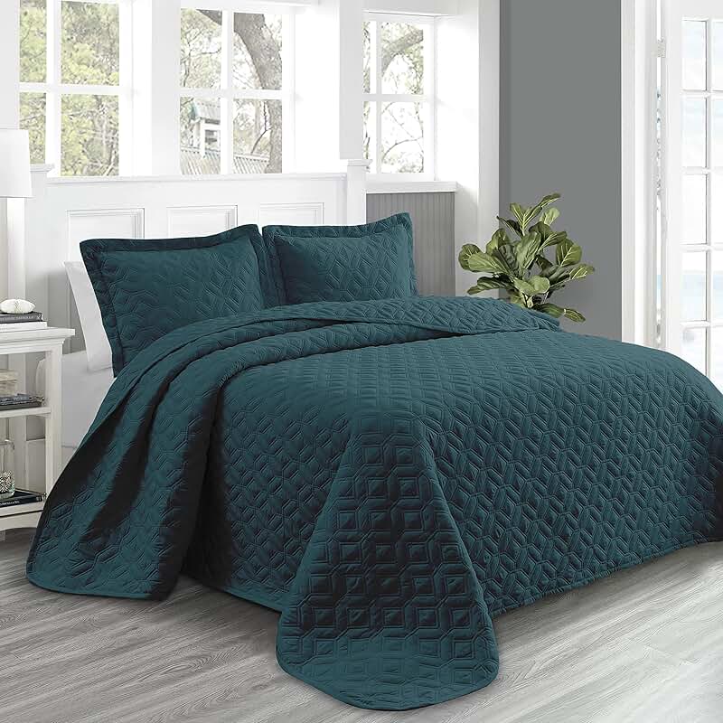 teal bedspreads queen size