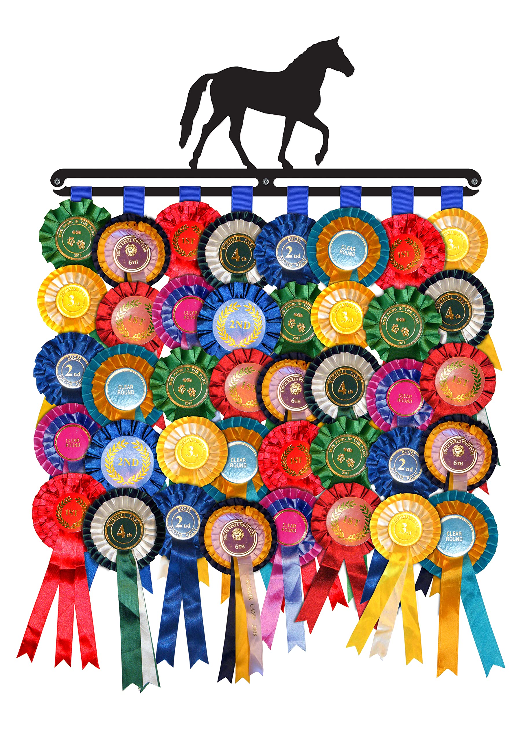 Rosette/Award Ribbon | 'Equestrian' Horse Display Hanger Holder | Black Finish | Steel