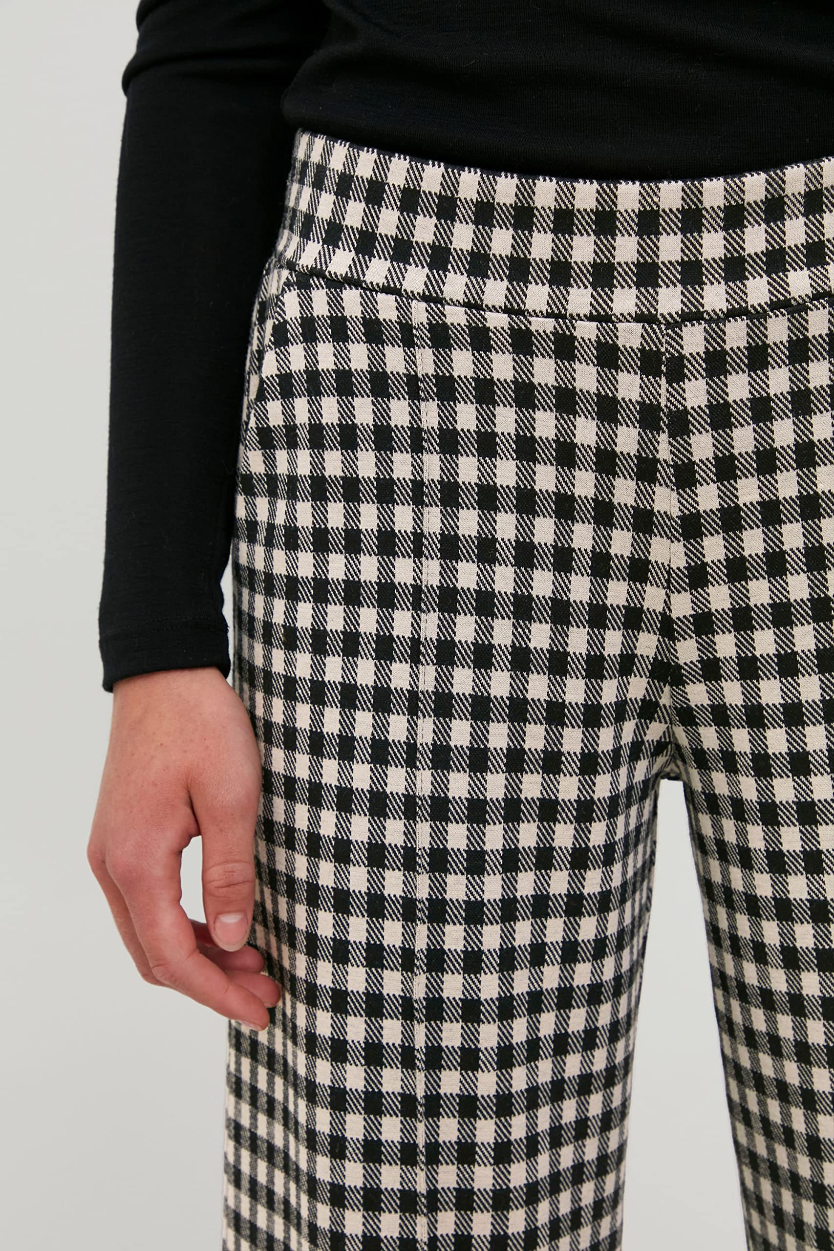 ICHI IHKATE CHECKY Wide PA Damen Hose Stoffhose mit Stretch weiter Schnitt mit Elastikbund