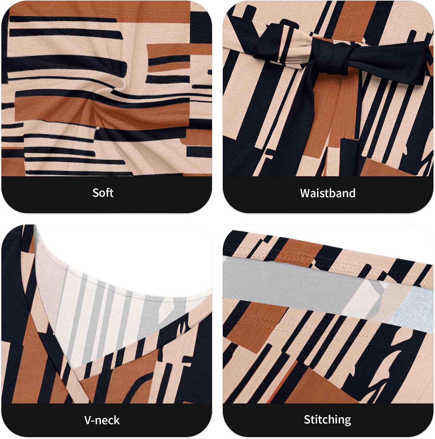 Runwind Plus Size Dresses for Women Floral Maxi Dress Flowy 3/4 Sleeve with Belt - Image 5