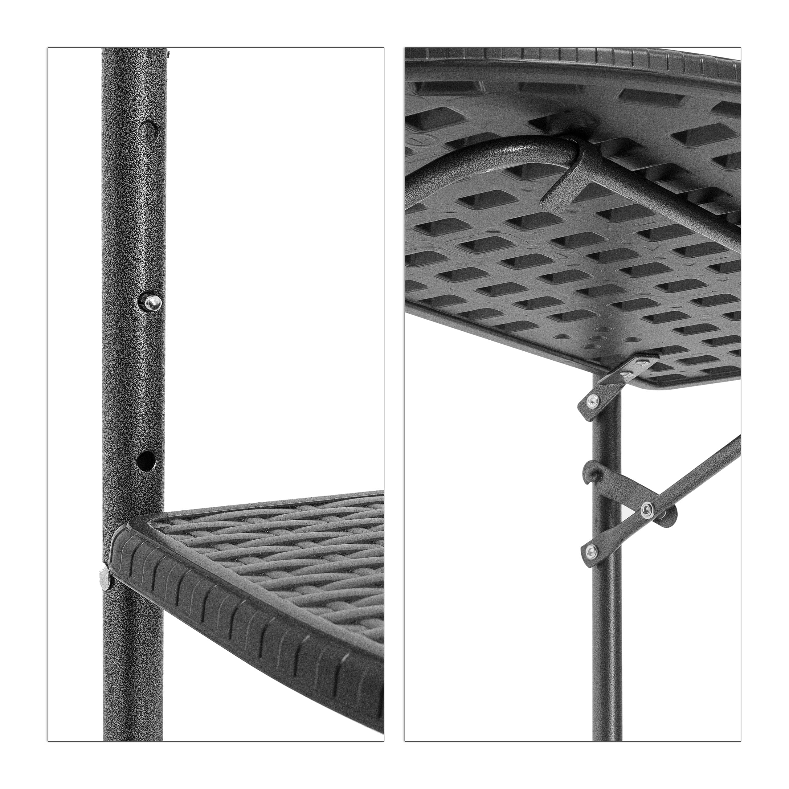 Relaxdays BASTIAN Table de balcon pliante pliable rotin hauteur réglable 63x60x84 cm, noir