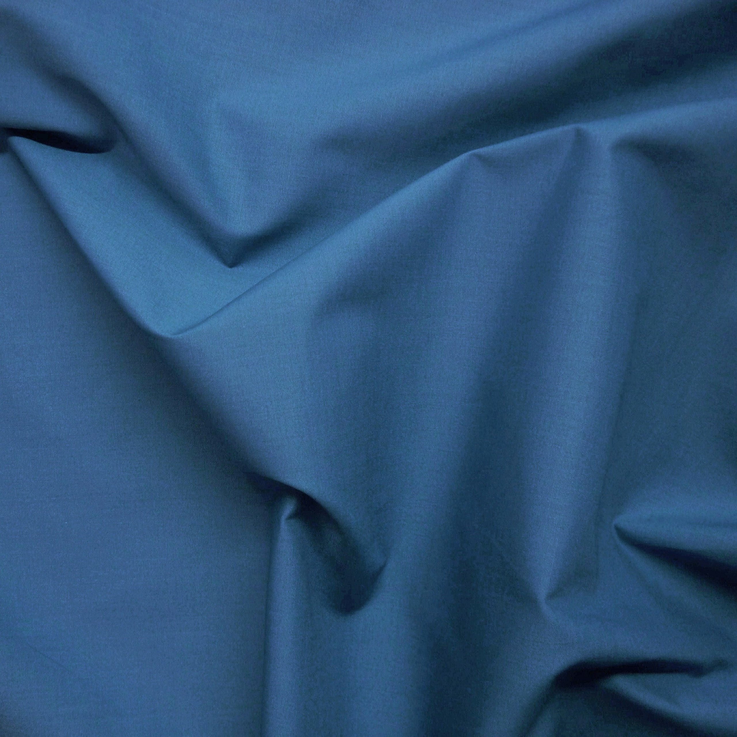 Plain Steel Blue Polycotton Fabric (Per Metre)