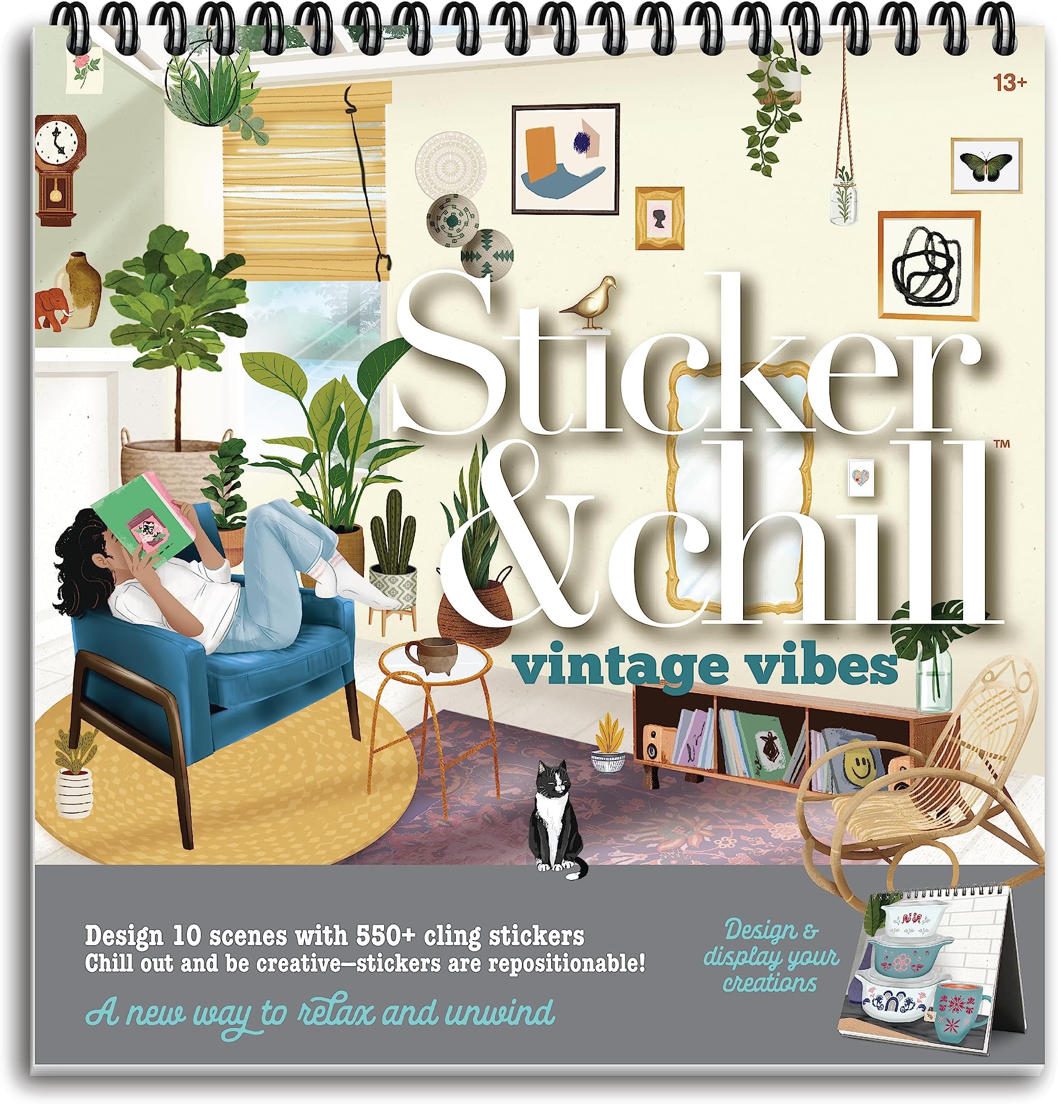 Vintage Vibes - Repositionable Stickers with Over 500 Stickers & 10 Scenes - Travel Friendly Activity for Adults