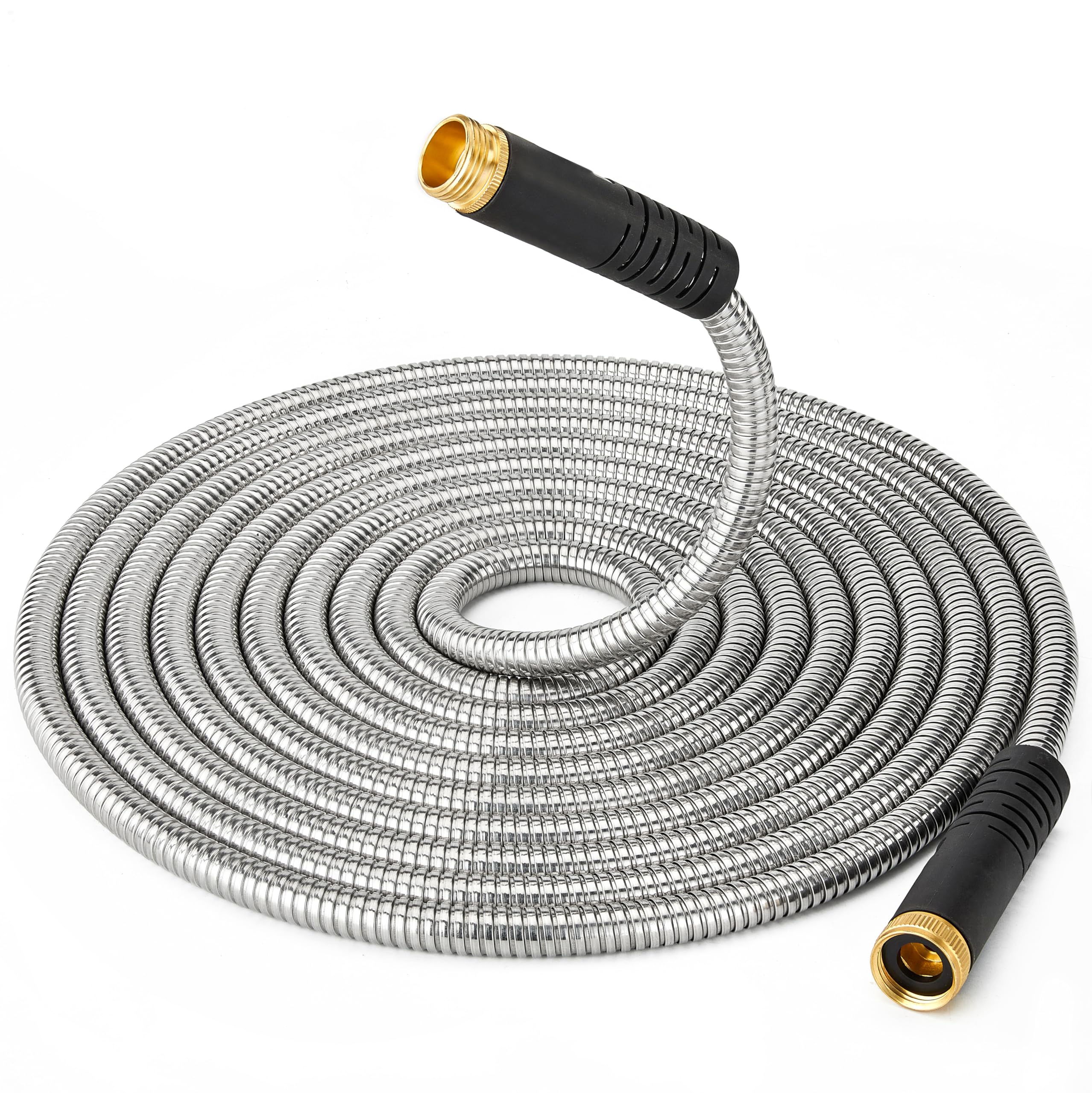 10 ft Metal Garden Hose, 3/4" Brass Fittings, Durable and Leak Proof Water Hose, No Kinks Garden Hoses for Yard Outdoor