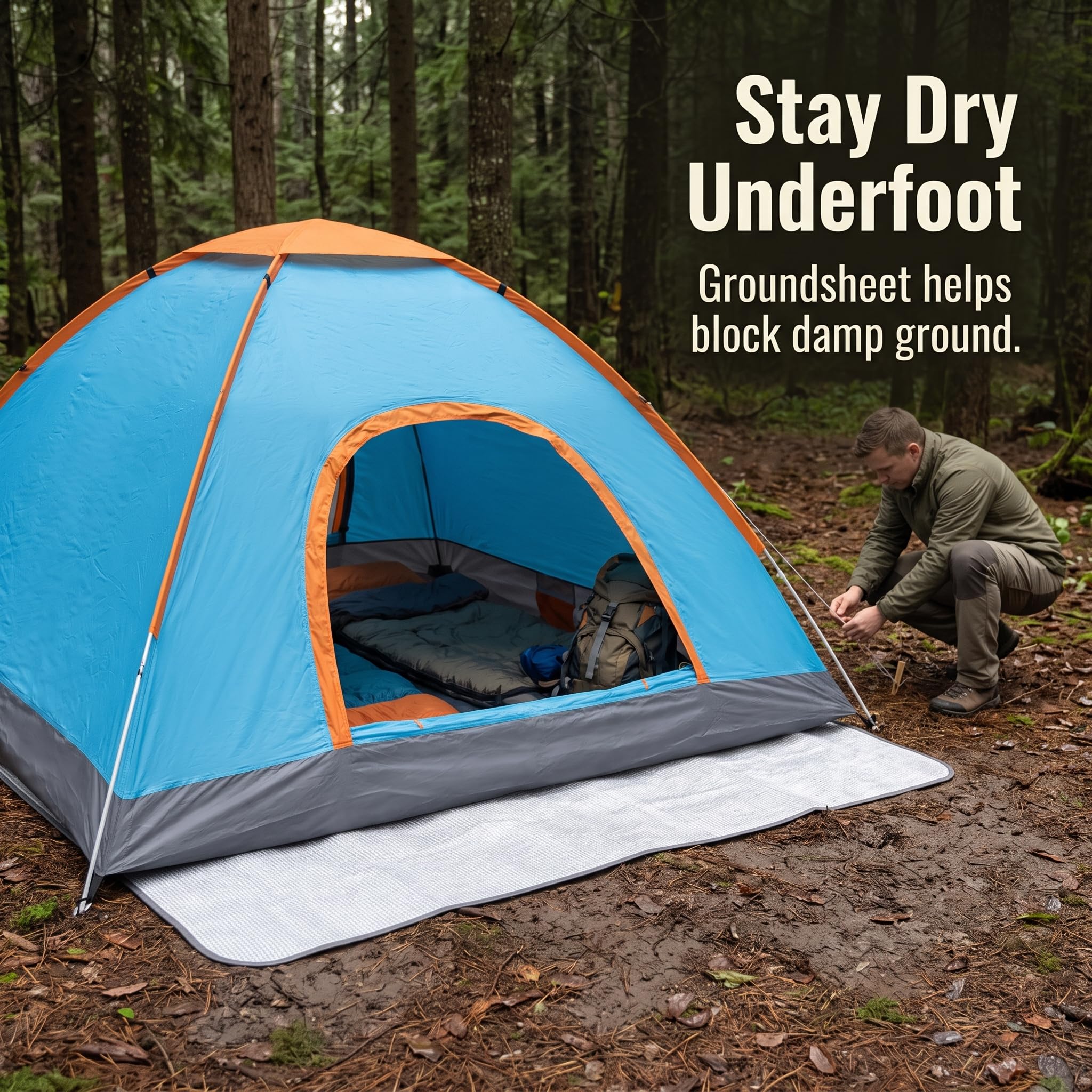 Tienda Campaña Instantánea Automática para Camping Familiar, Impermeable con Mosquitera