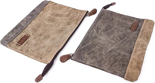 Miniatura 7 de Gootium Juego de bolsa de lona encerada con cremallera, bolsa de maquillaje con cremallera, bolsa de lápices de oficina, organizador multiusos,