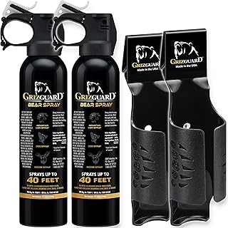Griz Guard 260GG2 Bear Spray W/Holster 40 ft Range, Max Strength, EPA-Registered Spray for Bears, Mountain Lions, Coyotes,...