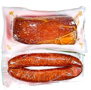 Authentic Hungarian Smoked Karaj Pork Loin & Hot Gyulai Kolbasz Sausage - Ready-to-Eat Gourmet Pack of 2