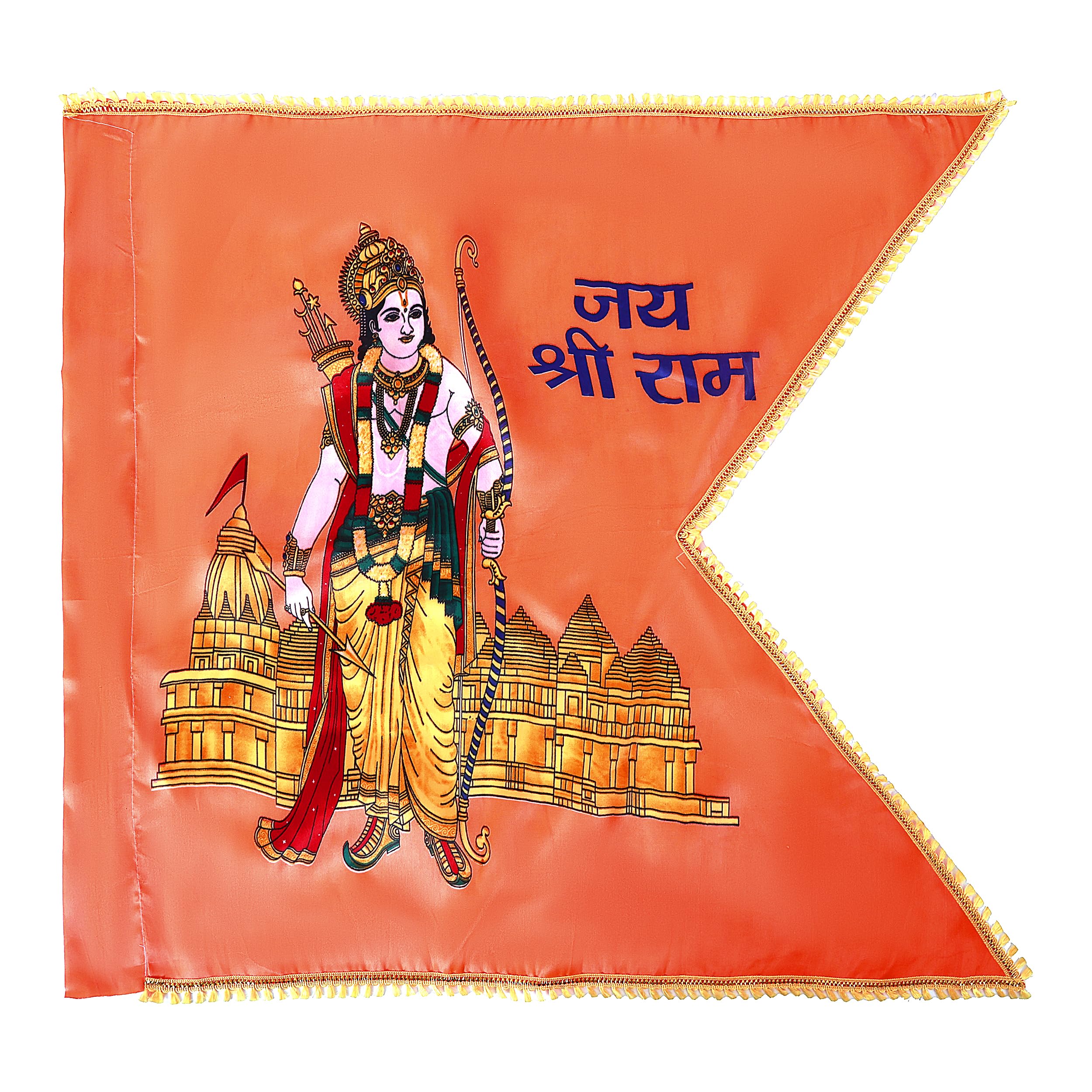 PRIYAKANT SAFAWALA Satin Fabric Jai Shree Ram Flag/Dhwaj For Ram Ji Jayanti, Temple, Religious & All Multipurpose Flag Best Suitable For Home And Mandir, (Full Size) [Size, 60x84 Inches, Fluorescent Orange]-picture-12